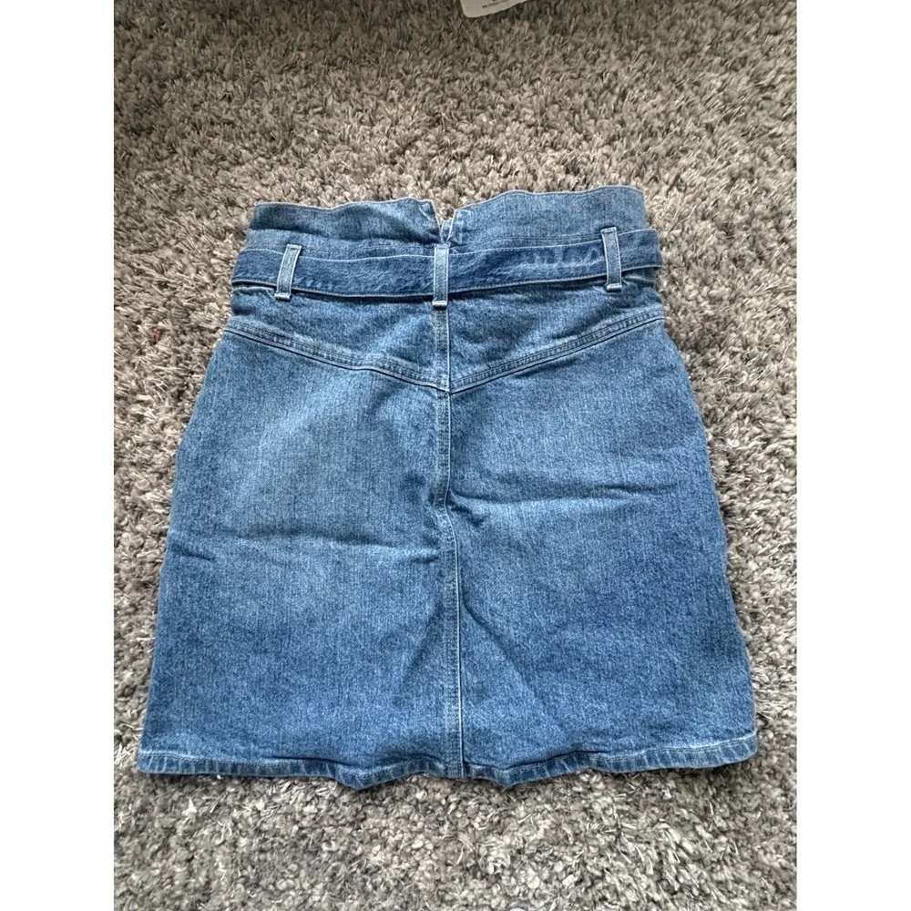 Reformation Sandia Paperbag Waist Denim Mini Jean Skirt Blue Size 28‎